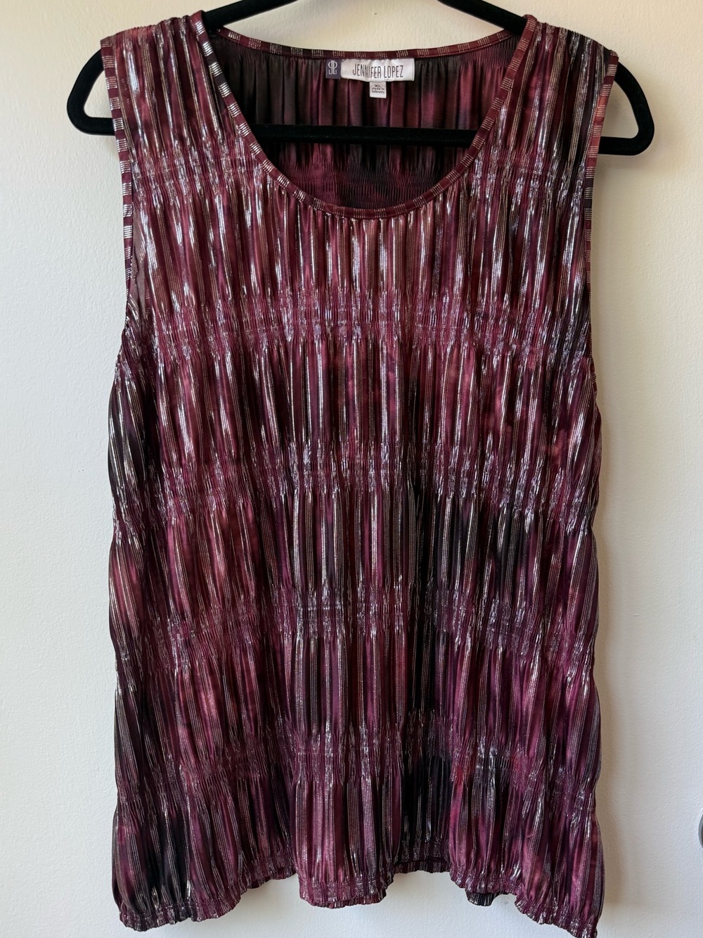 Jennifer Lopez Metallic Plum Pleated Tank Top